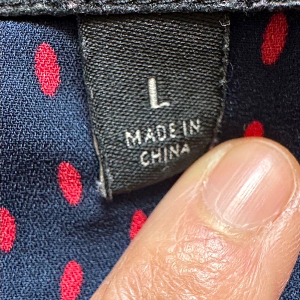 SOLD. Banana Republic Navy and Red Polka Dot Blouse - Picture 7 of 7